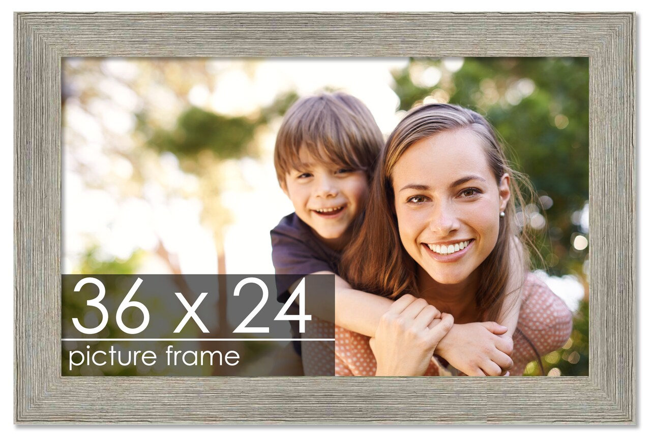 36x24 Wide Barnwood Picture Frame with UV-Resistant Acrylic & Acid Free Backing, Available in 6 Paint Finishes - Grey, Brown, White, and Black